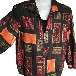 Drapers and Damon Lined Zippered Jacket, Black/pink/orange/gold, Size PS.